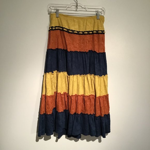 DeCo USA Colour Block Tiered Maxi Skirt - Picture 6 of 9